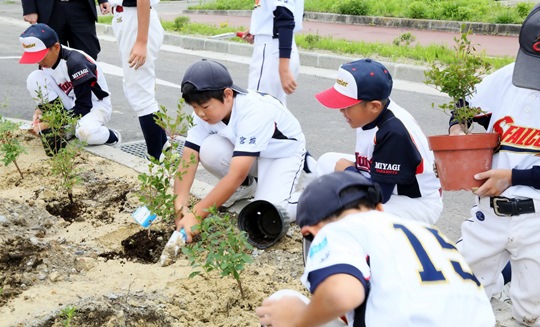 小学生ら60人 宮城県山元町で350本植樹 全国33校が育てた被災地産苗木 森林文化協会